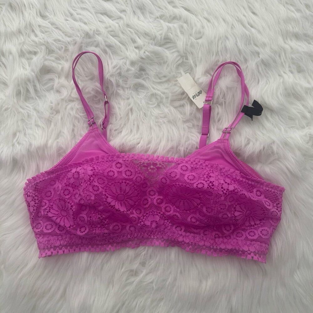 Aerie Real Power Wireless Pushup Joy Convertible Lace Bra Pink Size 34C